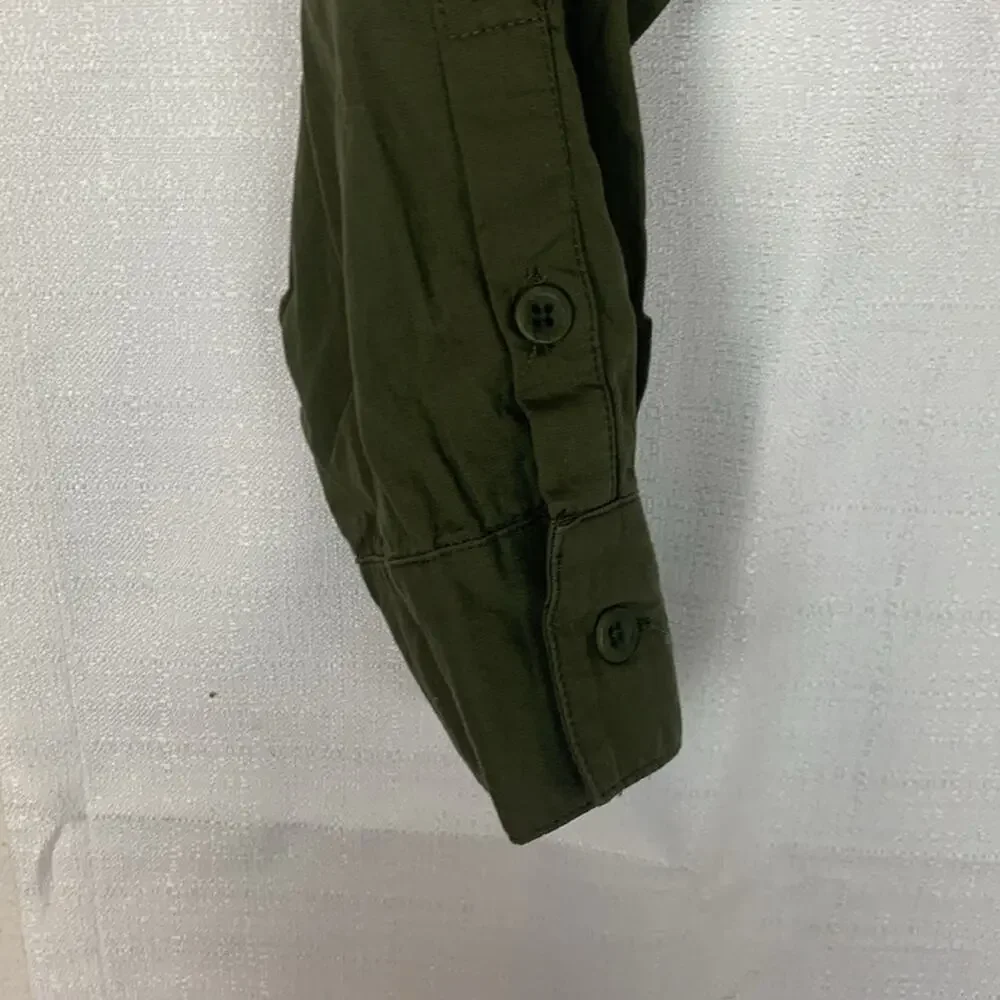 Vetta women's XL army green crop button up faux casual avant casual over lay